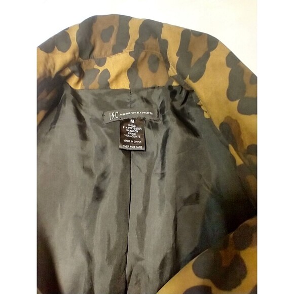 INC International Concepts Leopard Print Trench Coat With Belt Medium - Picture 3 of 10